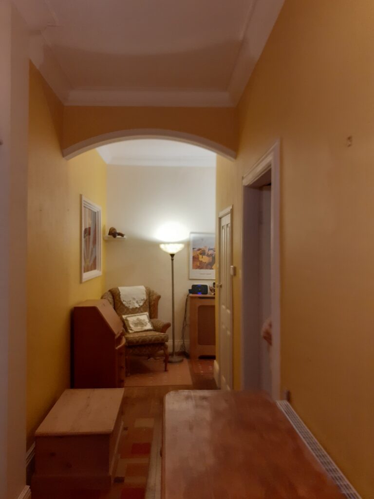 Re-painted hallway a nice bright yellow